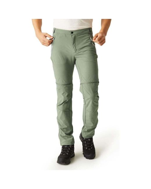Pantaloni da Trekking da Uomo con Zip di Regatta in Green da Uomo