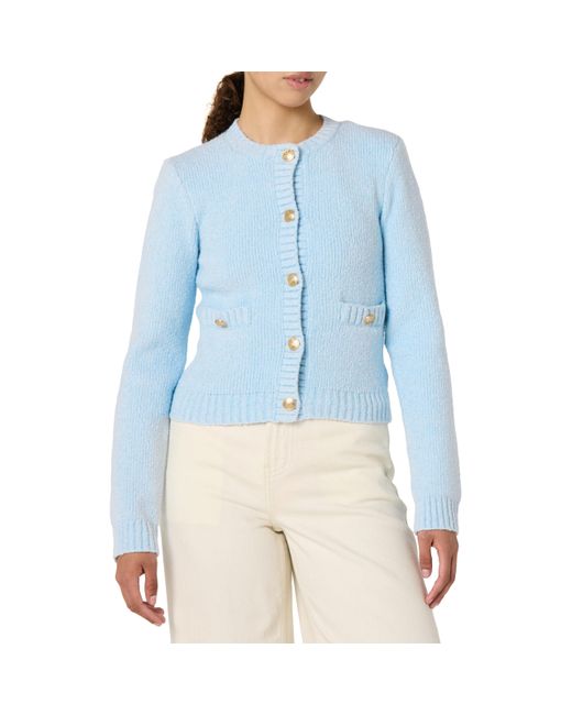 The Drop Blue 's Janice Gold Button Fitted Sweater Cardigan