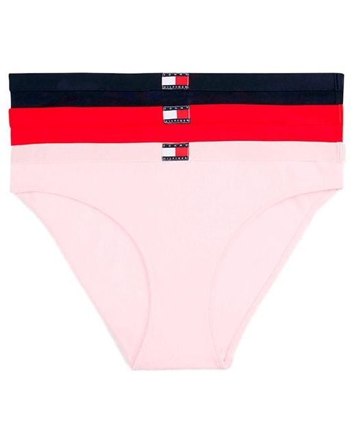 Tommy Hilfiger Pink 's 3 Pack Bikini Briefs With Logo