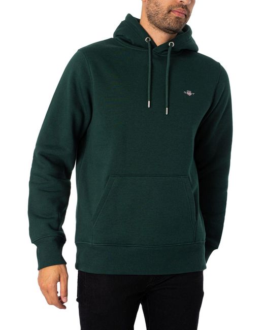 Felpa con Cappuccio Reg Shield di Gant in Green da Uomo