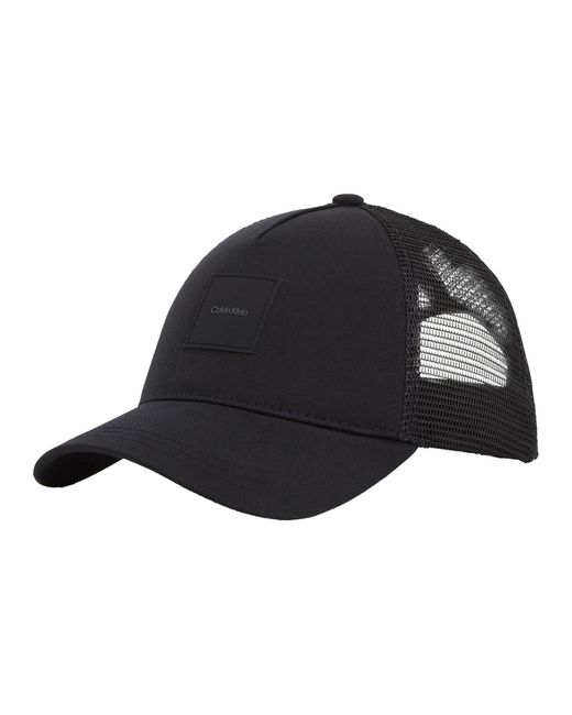 Uomo Cappellino Tonal Patch Trucker in Cotone di Calvin Klein in Black da Uomo