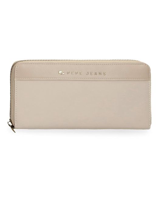 Pepe Jeans Natural Morgan Wallet With Card Holder Beige 19.5x10x2cm Polyester And Pu By Joumma Bags