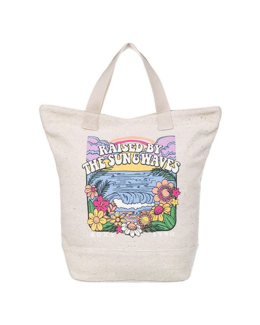 Roxy White Drink The Wave Tote Bag One Size