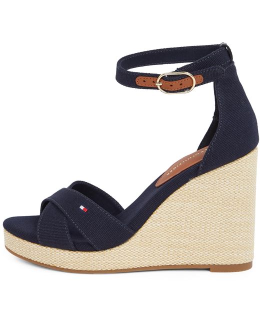 Tommy Hilfiger Flag High Wedge Espad Crisscross Espadrilles in het Blue