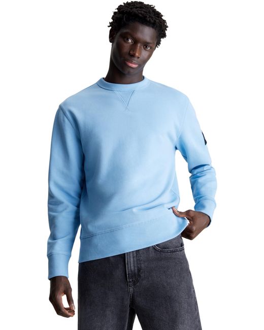 Calvin Klein Blue Badge Crew Neck Sweatshirts for men