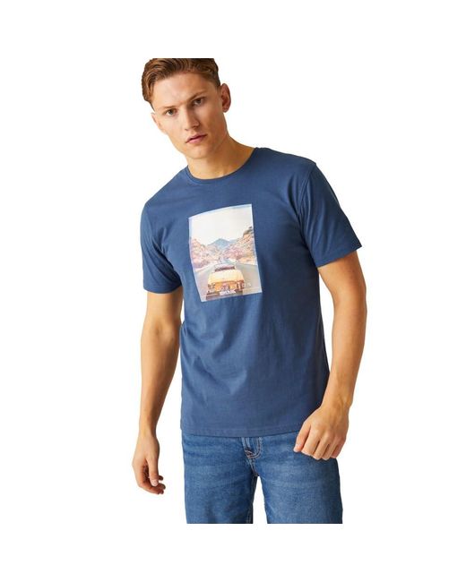 Maglietta da uomo a maniche corte con grafica Cline VIII di Regatta in Blue da Uomo