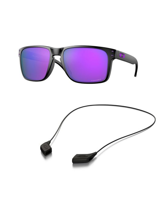 Oakley Purple Sunglasses Bundle: Oo 9417 941720 Holbrook Xl Matte Black Prizm Accessory Shiny Black Leash Kit for men
