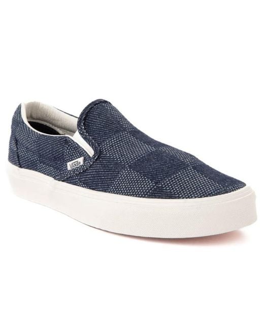 Sneaker Classic Slip-On Denim Check Navy di Vans in Blue
