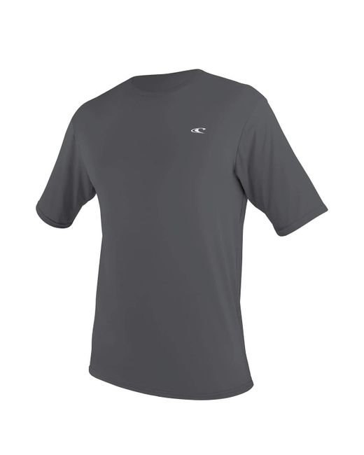 O'neill Sportswear Gray Basic Skins Slim Fit Rash Tee 4xlt Smoke Wave Logo for men