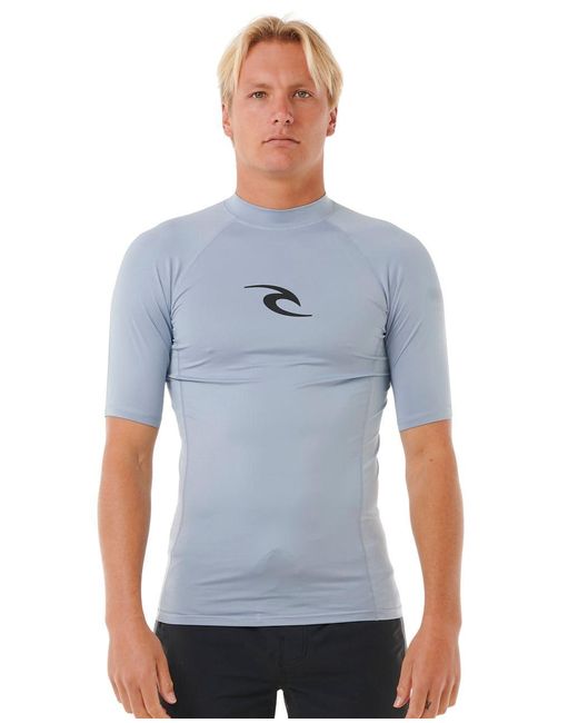 Rip Curl Blue Waves Upf 50 Performance Short Sleeve Rashguard for men