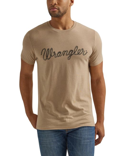 Wrangler Blue Western Crew Neck Short Sleeve Tee Shirt for men