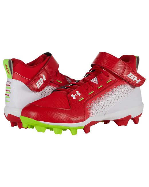 Under Armour Harper 6 Mid Baseball Cleats Red/hyper Green 6.5 D for Men