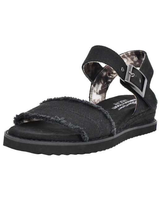 Sandalias planas elásticas con correa de un cuarto para Skechers de color Black