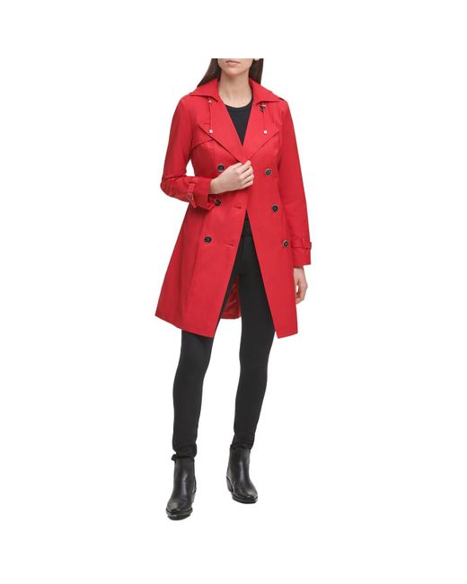 Cole Haan Red Double Breasted Trench Coat