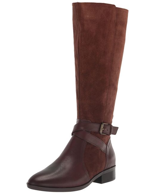 Naturalizer Brown S Rena Knee High Riding Boot Chocolate Bar Suede/leather Wide Calf 10 M