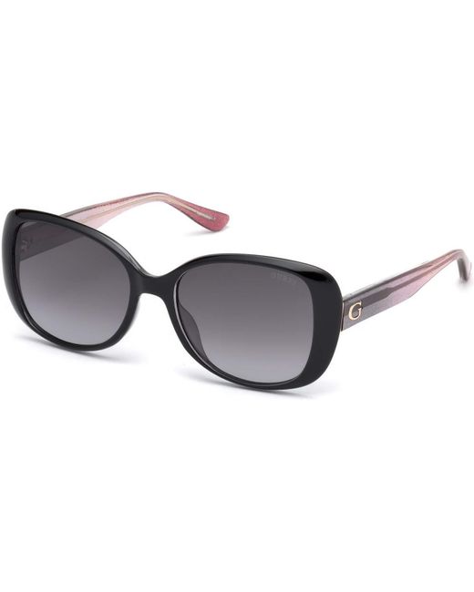 GU7554 Lunettes de soleil carrées pour femme + paquet avec kit d'entretien des lunettes de designer iWear Guess en coloris Black