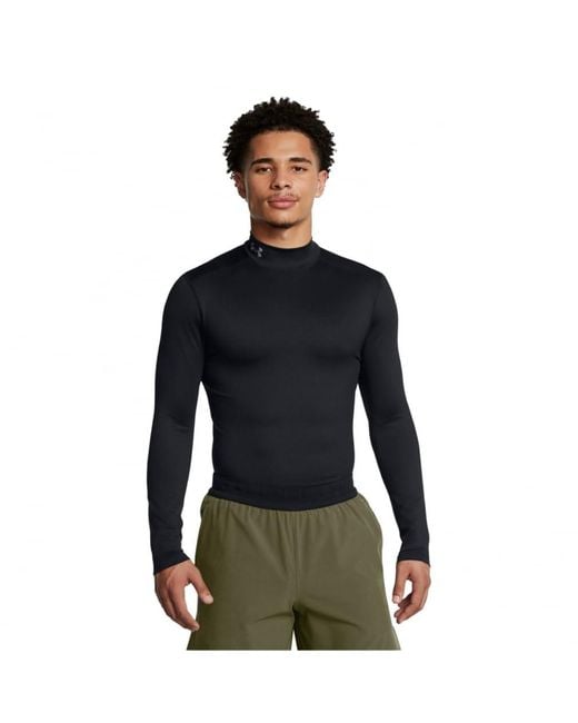 Under Armour Black Ua Coldgear Elite Compression Long Sleeve Mock Neck Shirt for men