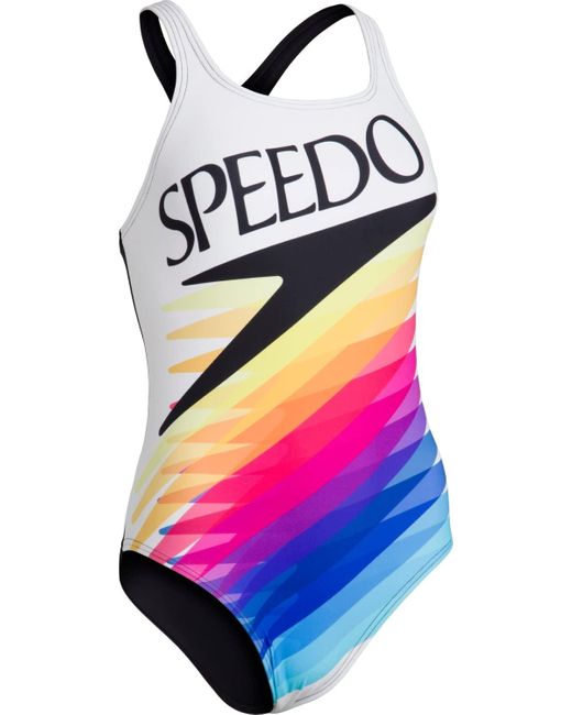 Speedo Retro Digital Placement Medalist Swimsuit in Black Lyst UK