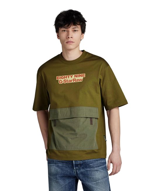 G Star RAW Boxy Oversized Short Sleeve T shirt in Green for Men