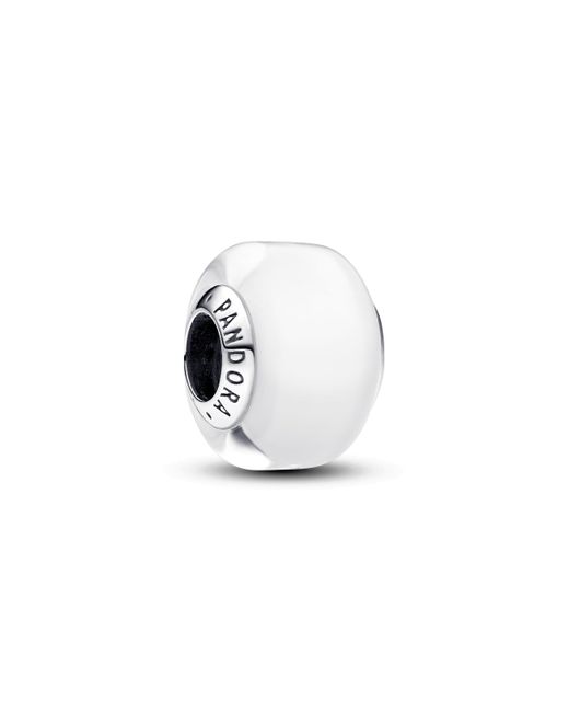 Pandora Moments Sterling Silver Charm With White Murano Glass