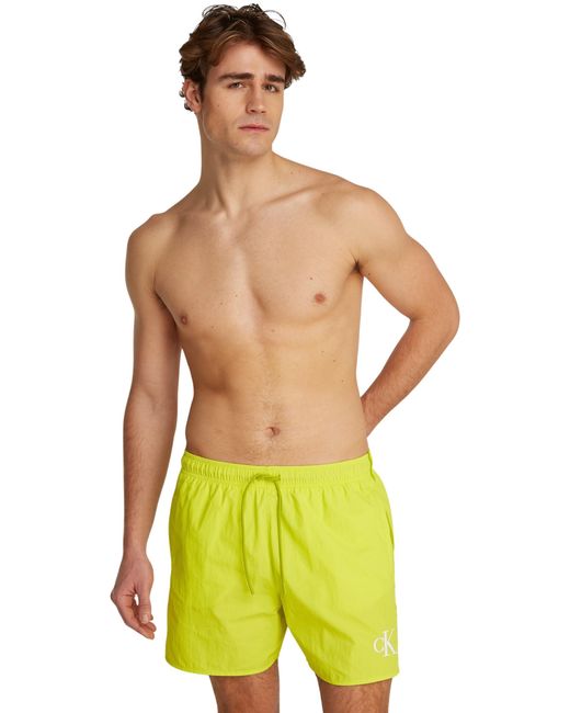 Bañador Hombre Medium Drawstring con logotipo Calvin Klein de hombre de color Green