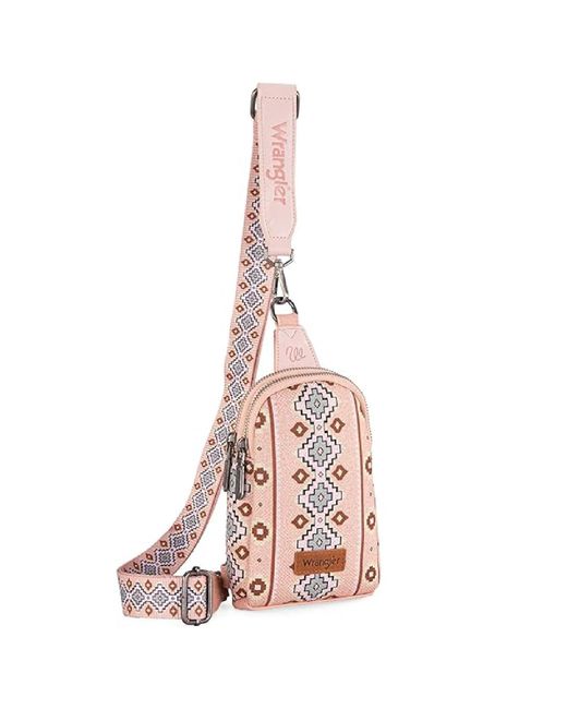 Wrangler Pink Aztec Sling Bag Southwest Crossbody Bags Trendy Chest Bag