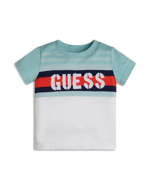 T-shirt da ragazzo in cotone biologico a maniche corte con logo a di Guess in Gray da Uomo