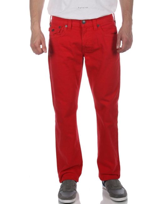 Jeans da uomo Ricky Relaxed Straight Fit di True Religion in Red da Uomo