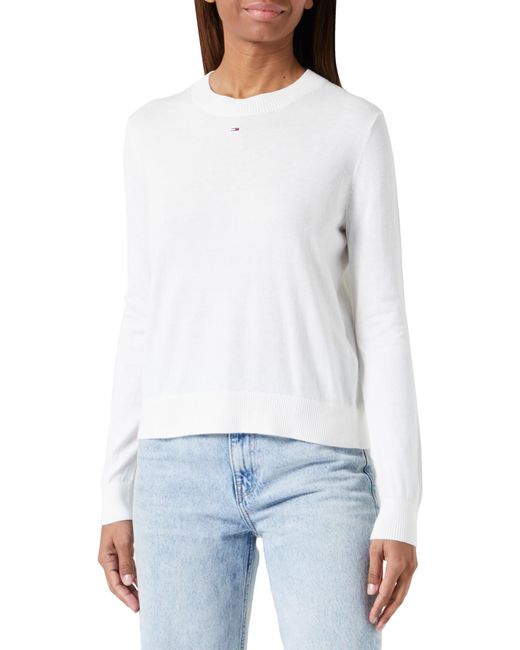 Tommy Hilfiger White Tommy Jeans Tjw Essential Crew Neck Sweater Pullovers