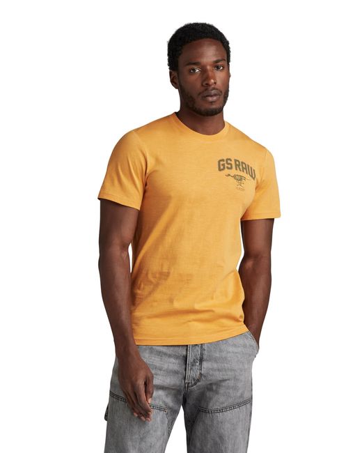 Skeleton Dog Chest Graphic Slim Camisetas G-Star RAW de color Orange