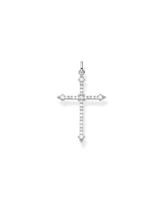 Thomas Sabo Pe848-051-14 Cross Pendant With White Stones In 925 Sterling Silver