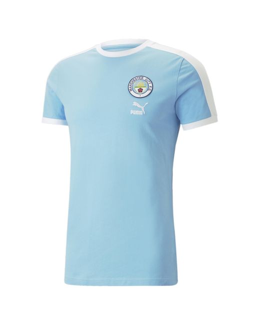 PUMA Chester City F.C. ftblHeritage T7 T-Shirt MTeam Light Blue White