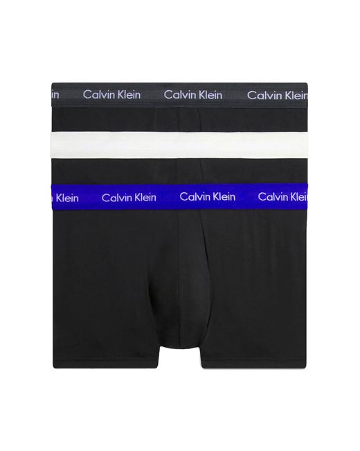 Calvin Klein 3er Pack Boxershorts Low Rise Trunks Baumwolle mit Stretch in Blue für Herren