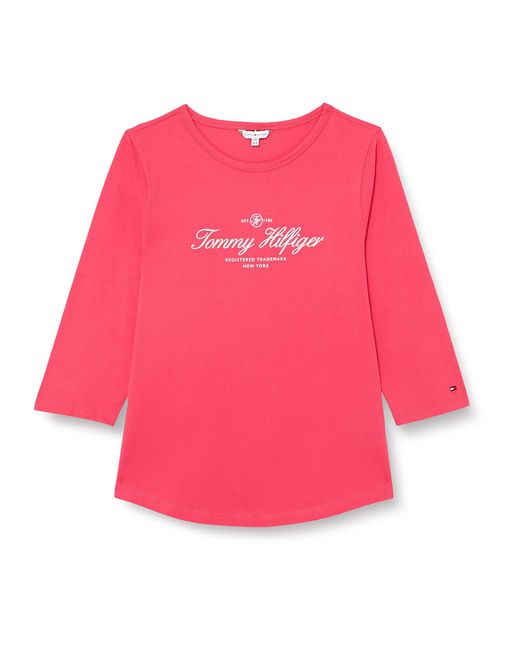 Tommy Hilfiger Pink Long-sleeve Open Neck T-shirt Basic