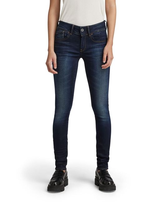 Jeans Lynn Mid Waist Skinny para Mujer G-Star RAW de color Blue