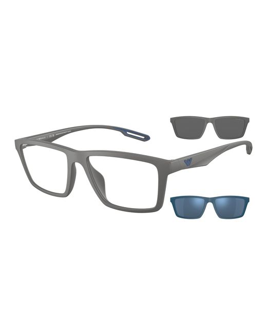Emporio Armani Black Ea4189u Universal Fit Prescription Eyewear Frames With Two Interchangeable Sun Clip-ons Rectangular