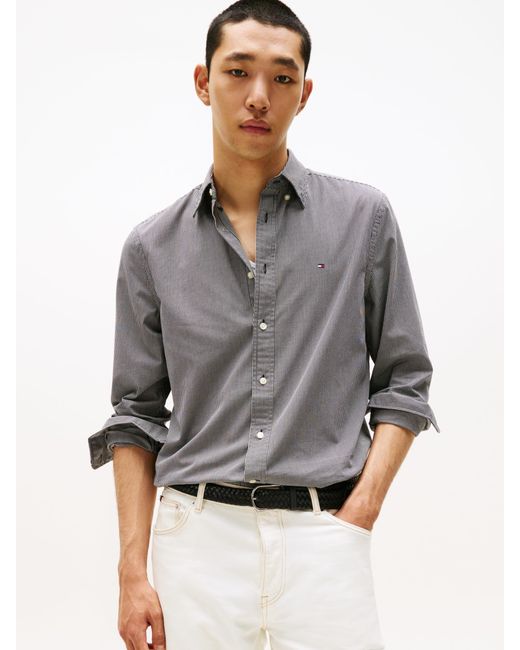 Tommy Hilfiger Th Flex Regular Fit Overhemd Met Ginghamruit in het Gray voor heren