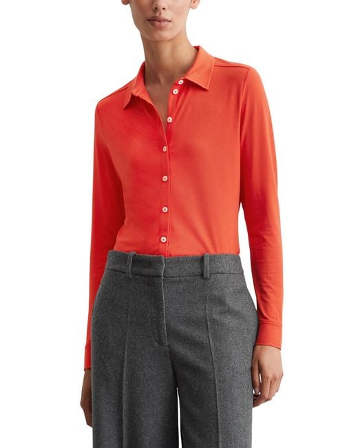 Marc O' Polo Red Marc OߴPolo Langarmshirt mit Kentkragen Regular Fit