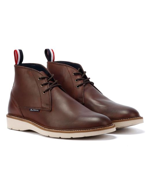 Ben Sherman Brown Hampton Leather Men's Burgundy Boots - Uk 9 for men
