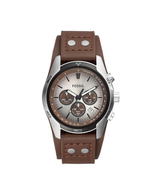 Fossil Brown Coachman Quartz Stainless Steel And Leather Chronograph Watch for men