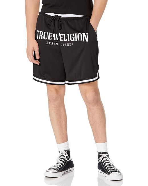 True Religion Black Arch Logo Mesh Shorts Sweatpants for men