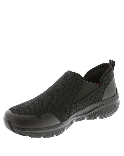 Skechers Black Arch Fit Sr-tineid Double Gore Slip On Health Care Professional Shoe for men