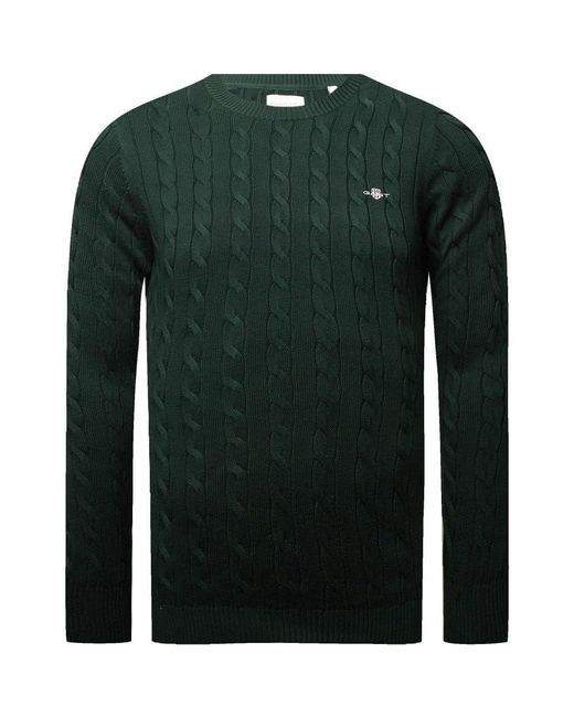 Gant S Cable Crew Neck Tartan Green Sweater Green L for men
