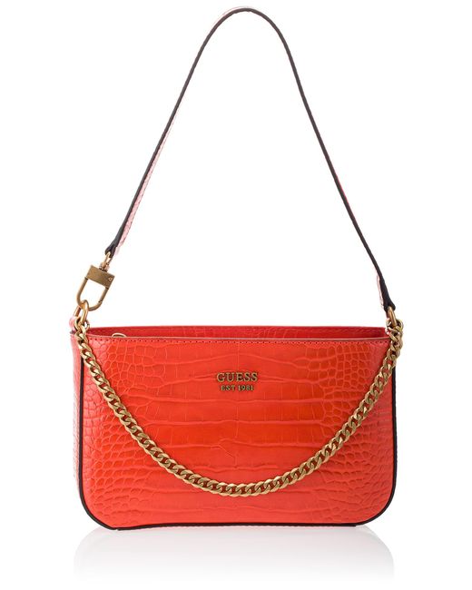 Guess Katey Croc Mini Maimie Top Zip Shoulder Bag Flame in Rot Lyst DE