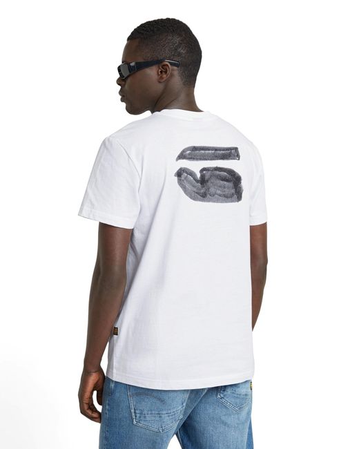 G-Star RAW White Burger Back Print R T T-shirt for men