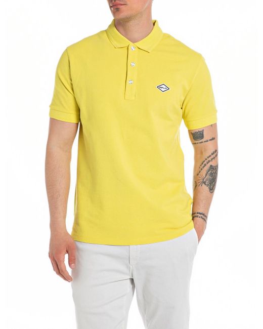 Replay Yellow Poloshirt Kurzarm aus Baumwolle