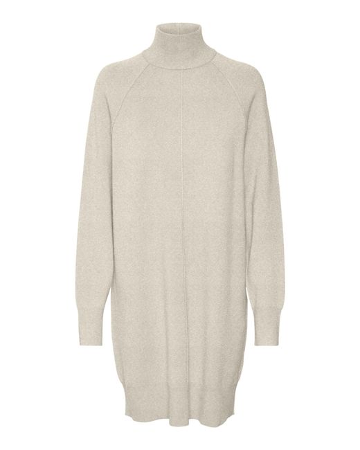 Vero Moda White Vmgold Link Ls Short High Neck Dress Boo