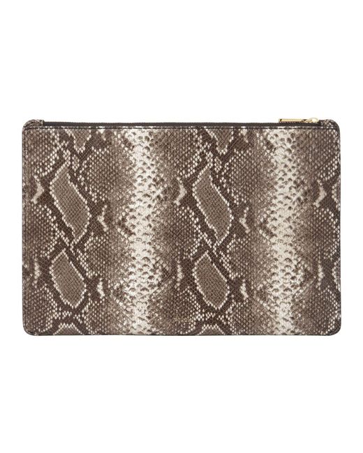 Gift, Portefeuille à deux volets pour femme, Snake Print, 27.9 0.6 W x 18.4 cm H Fossil en coloris Metallic