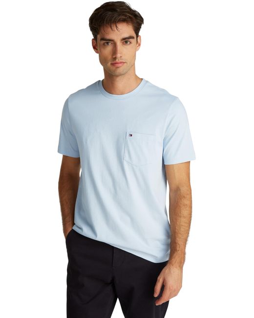 T-Shirt ches Courtes Essential avec Poche sur la Poitrine Tommy Hilfiger pour homme en coloris Blue