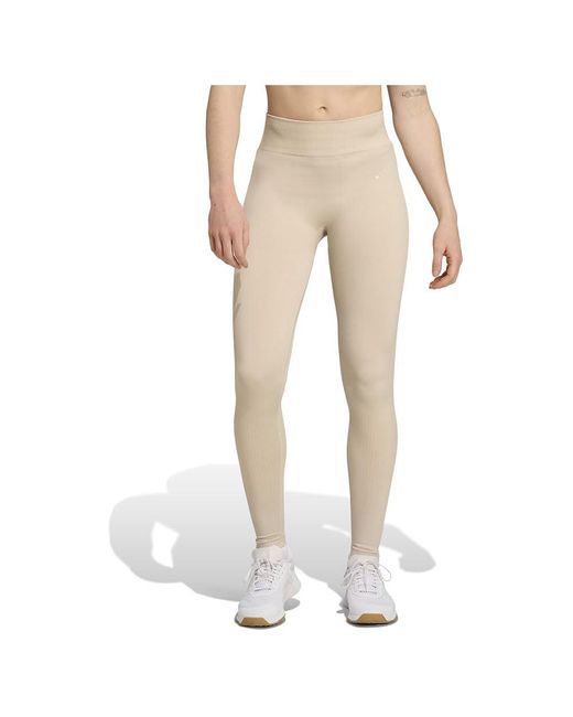 Adidas Natural Workout Essentials Full-Length Knit Leggings Beige S